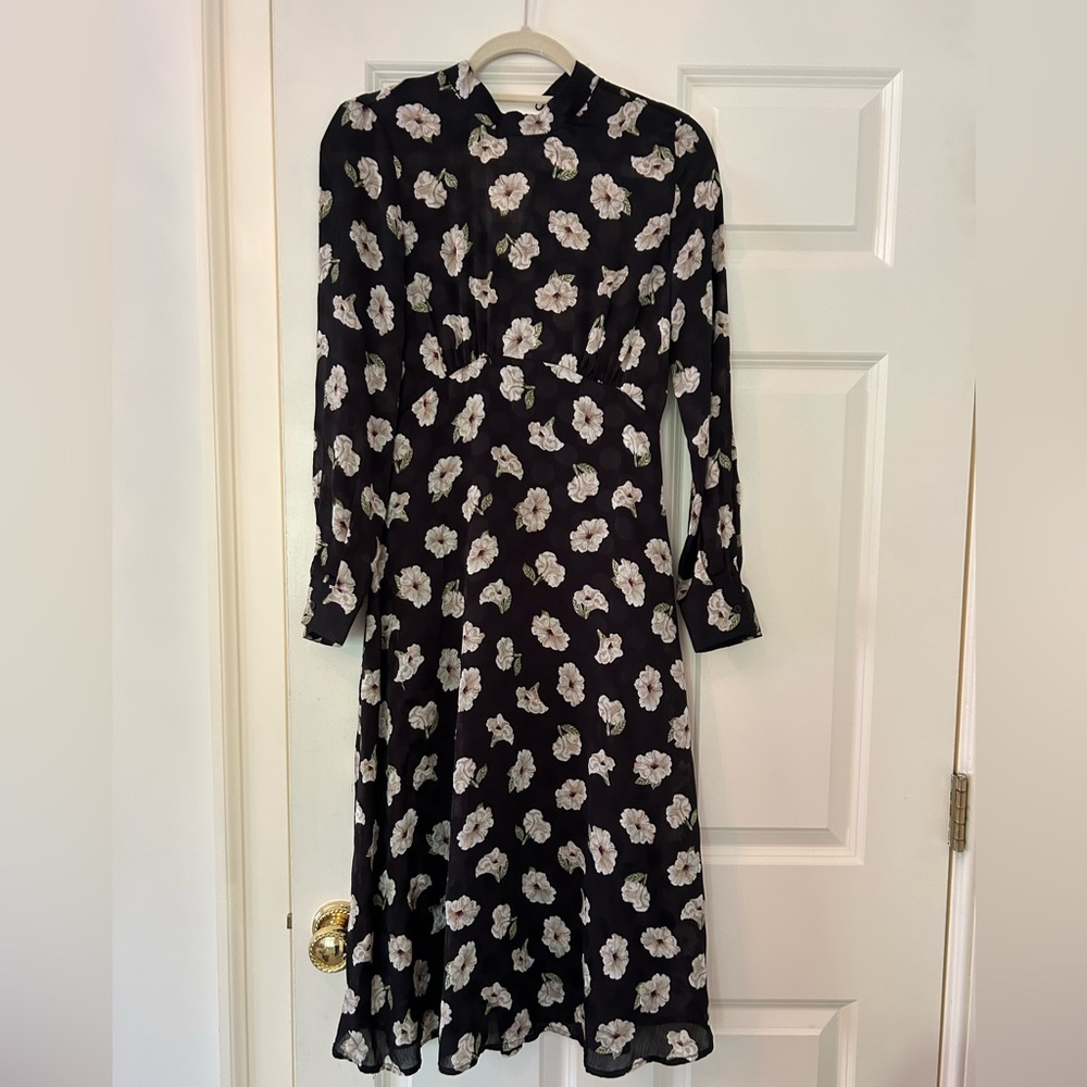 Zara Black and White Floral Dress
